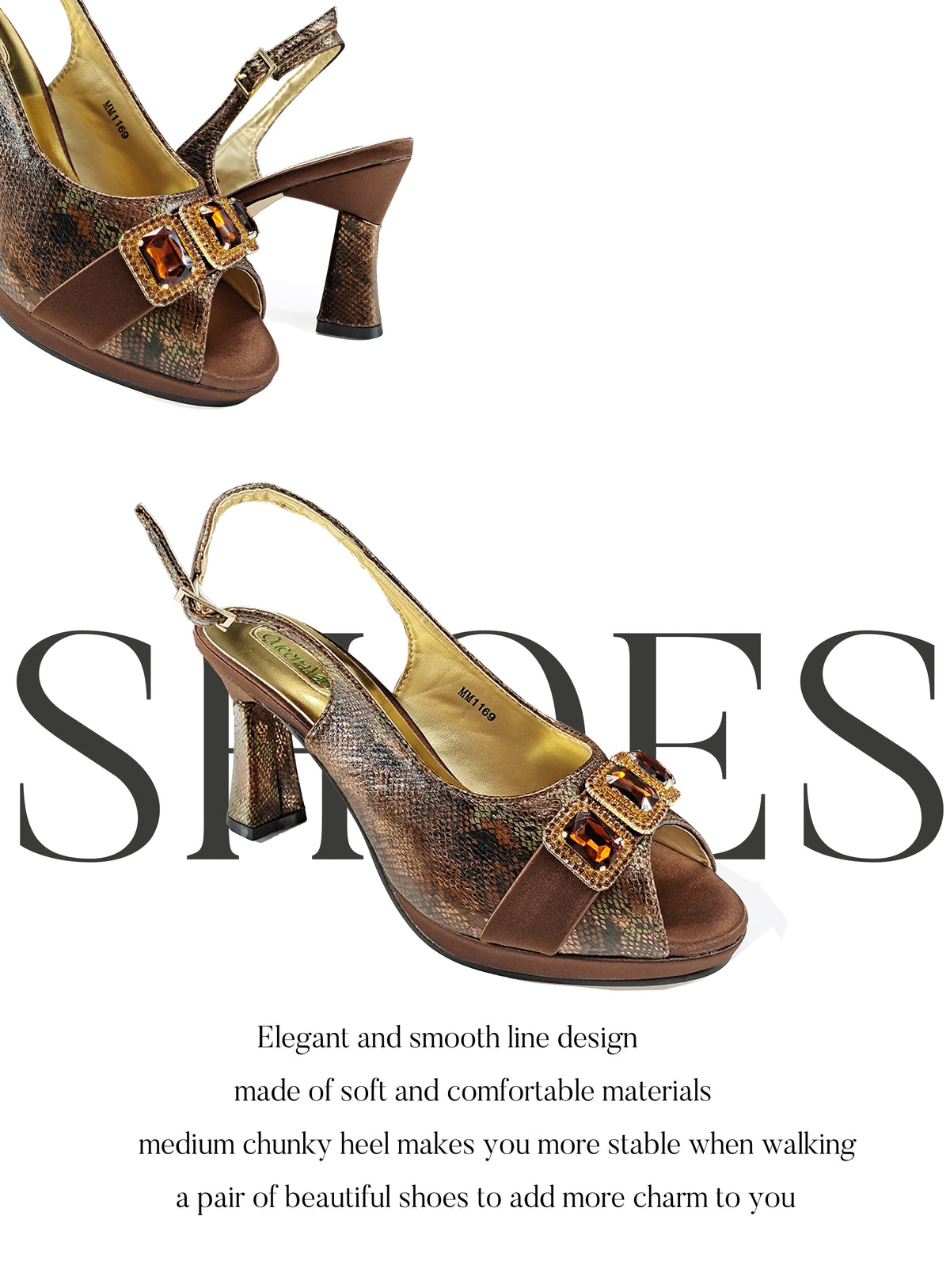 Queena Yan New Luxurious Italian Women's Party Shoes&Bag Set Elegant Golden Rhinestone  Sandals with Peep Toe High Heels Wedding