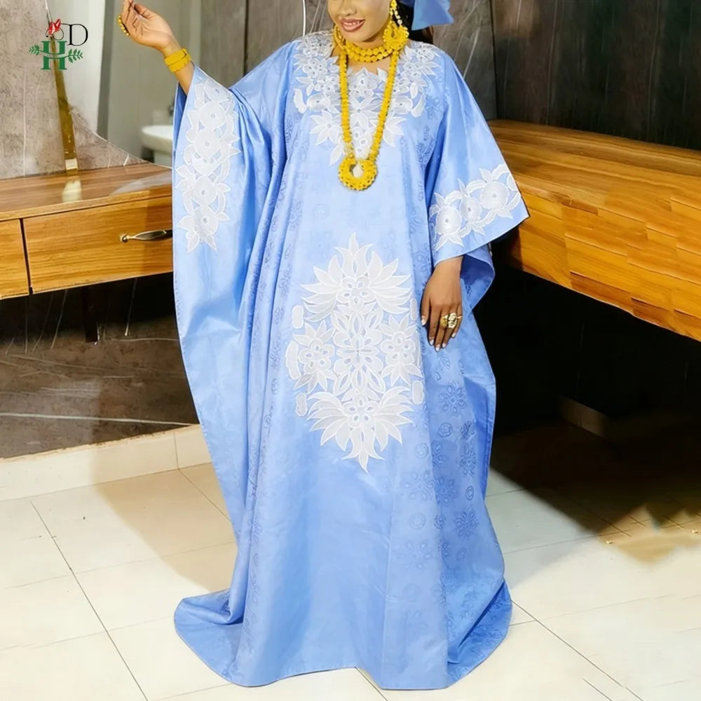 2026 African dresses for woman Kaftan Dress Embroidery Bazin Riche Traditional outfit for wedding Party Church Gown Turkey Dress