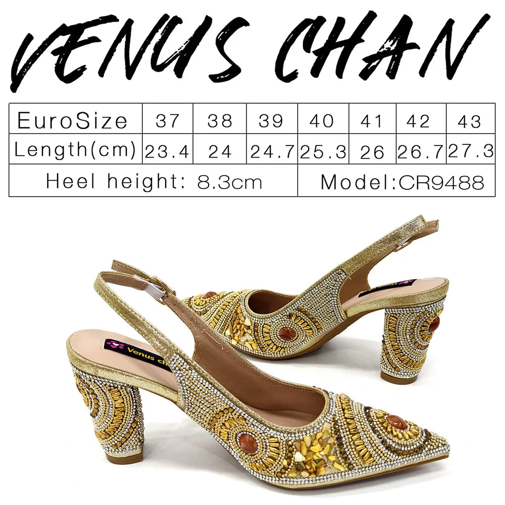 2025 Fashion Newest Arrival Orange Pointed Toe Women Sandals Shoes Matching Bag Set for Ladies Wedding Party Pump