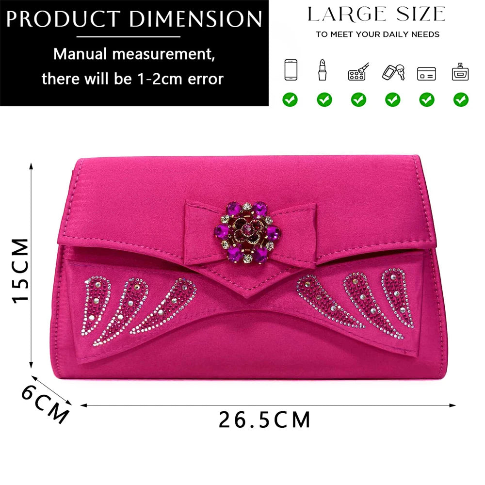 Venus Chan Italian Shoes and Bags Matching Set 2024 Peep Toe High Heels Peach Colour Bow Rhinestones Women Shoes for Party