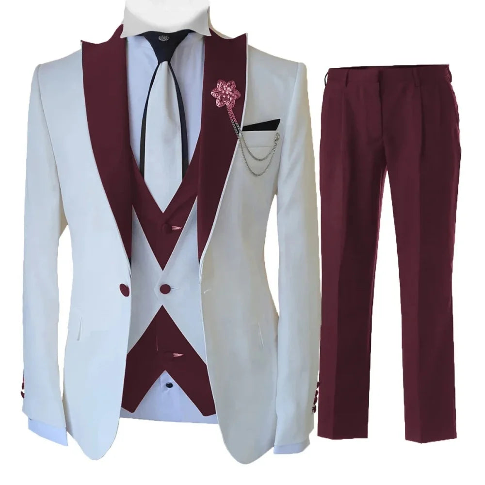 3 Piece Men's Suit Slim Fit Suit for Men Wedding Groom Suit Formal Prom Tuxedo Business Dinner Party Men Suits
