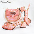 Queena Yan 2025 Fashionable Brown Color Open Toe Women's Sandals with Matching Bag Set - Perfect for Weddings and Parties