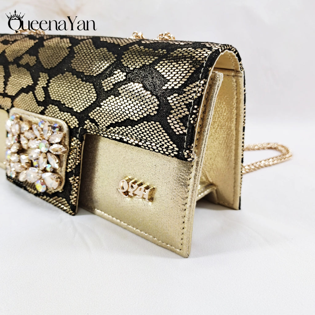 Queena Yan Newest Special Synthetic Fabrics Italian Design Women's High Heel Matching Shoe and Bag Set for Weddings and Parties