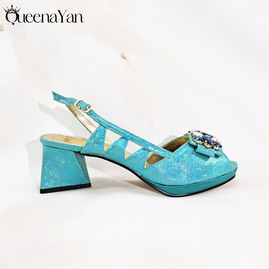 Queena Yan 2025 Fashionable Brown Color Open Toe Women's Sandals with Matching Bag Set - Perfect for Weddings and Parties