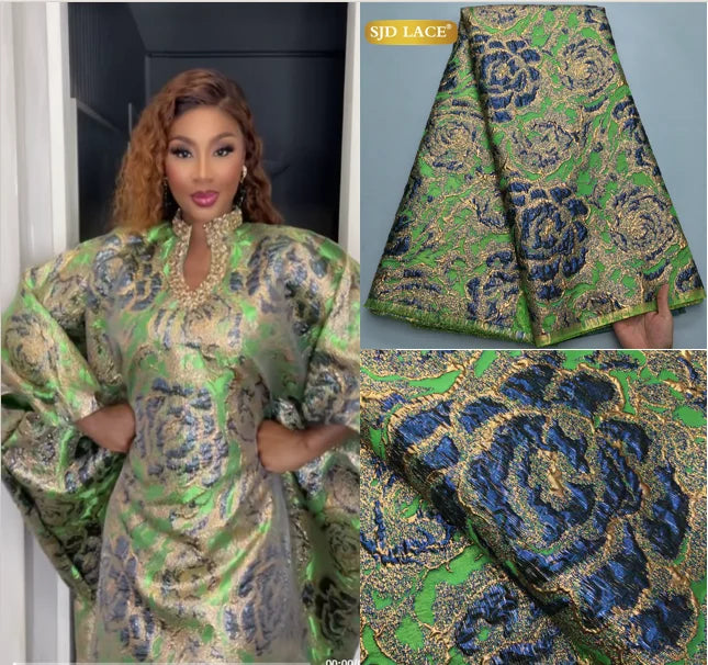 SJD LACE Pink Brocade Lace Fabric 2025 Latest African Jacquard Gilding Lace Nigerian Damask Lace Material For Women Dresses 4146