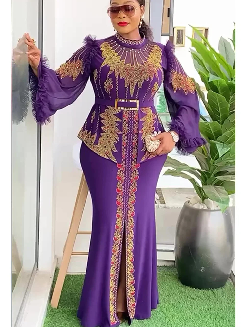 Plus Size African Party Dresses for Women 2025 New Fashion Dashiki Ankara Wedding Evening Gown Elegant Turkey Muslim Maxi Dress