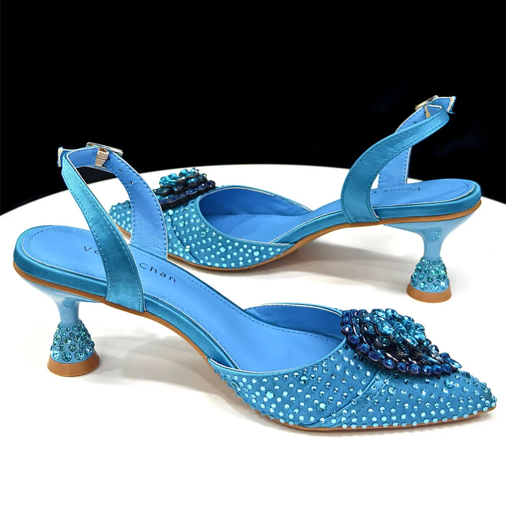 Venus Chan Pink Butterfly High Heels And Bag Set for Women Elegant Italian Design for Parties And Weddings Pointed Toe Slingbacks