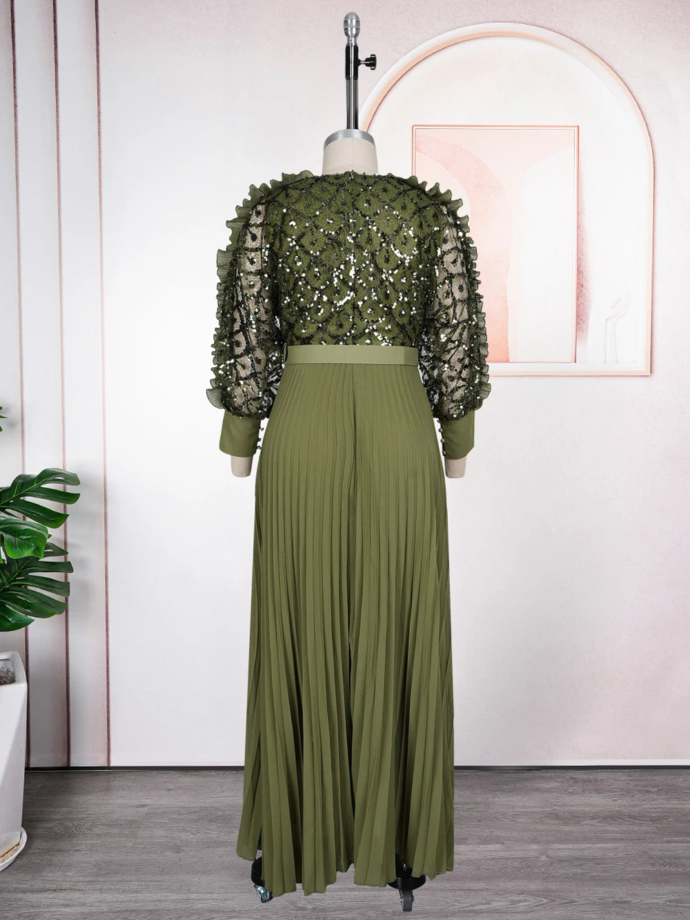 Wedding Party Prom Dress Dubai African Women Luxury Sequin Pleated Long Dress Ankara Dashiki Turkey Clothes Formal Occasion Gown