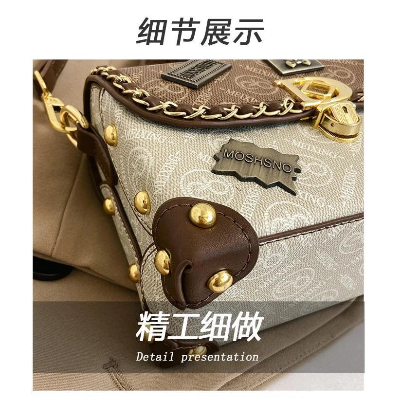 Women's Retro PU Leather Shoulder Bag Fashion Chain Handbag Crossbody for Daily Use