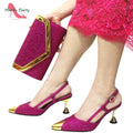 Fuchsia Color High Quality New Arrivals 2024 Italian Desing African Women Shoes and Bag Set Sweet Style Super Heels for Wedding
