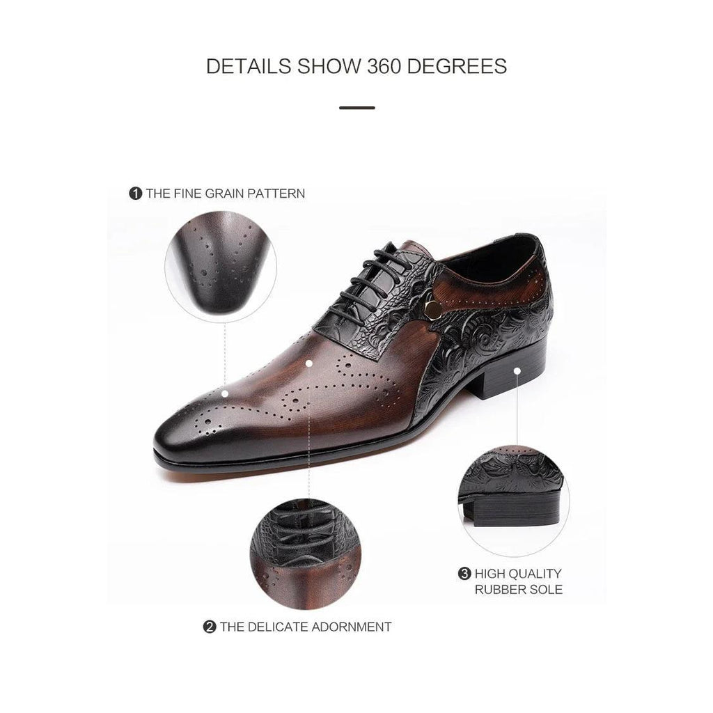 Handmade Mens Wedding Dress Brogue Shoes Genuine Leather Lace-up Latest Design Fashion Casual Shoes Man Pointed Dress Shoes