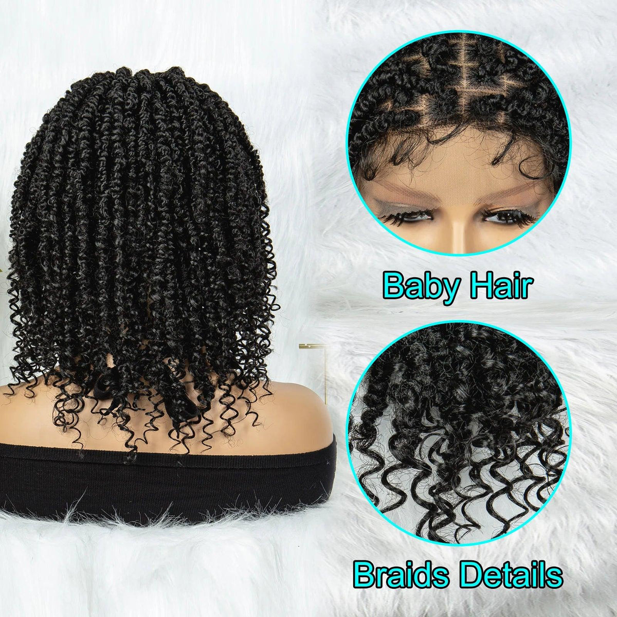 Synthetic Lace Front Wig Butterfly Locs Braided Wigs Dreadlock Wig 14 inches Short Knotless Wigs for Black Women Synthetic Wig