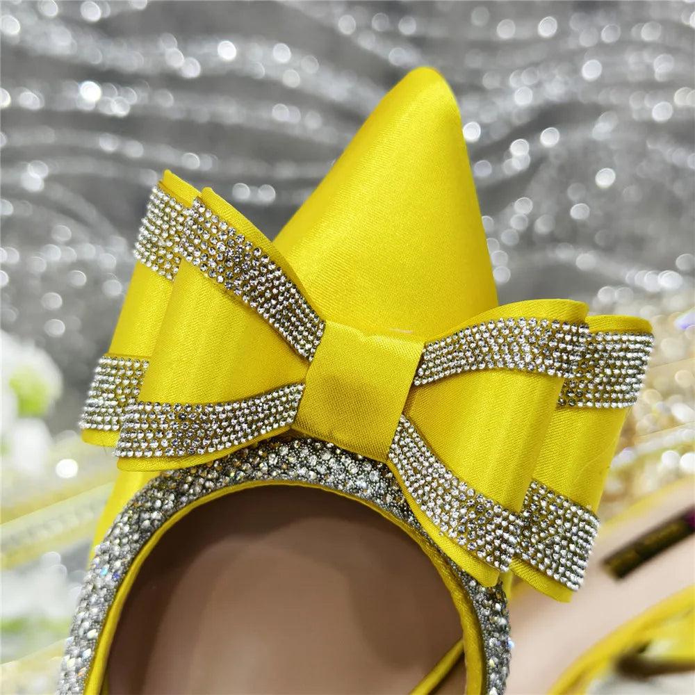 New Arrival Elegant African Party High-heeled Shoes Chain Decoration Trendy Women's Sandals Nigerian Women Wedding Pumps