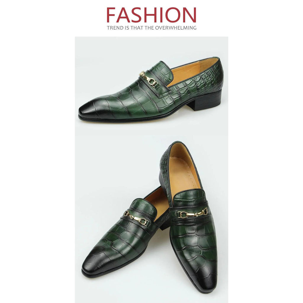 Elegant Shoes For Men‘s Dress Wedding Loafer Buckle Leather banquet party Workplace Business Green Casual For Men Drivers Shoe