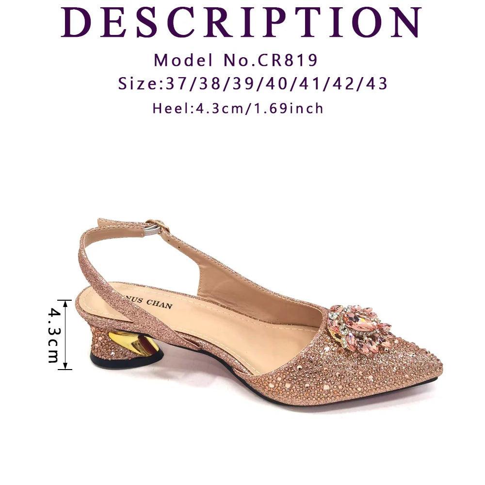 Venus Chan Italian Hollow Design Women Shoes Matching Bag in Champagne Color Mature African Ladies Comfortable Sandals for Party