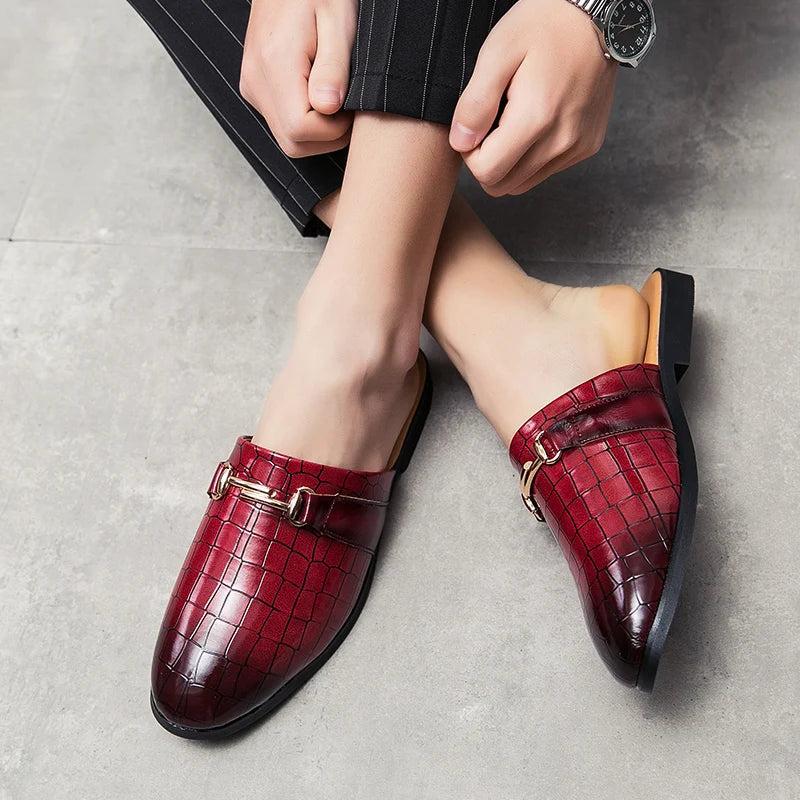 Arrival Mens Half Slippers Loafers Fashion Men Comfort Leather Loafers Male Business Casual Leather Shoes Summer Slippers Shoes