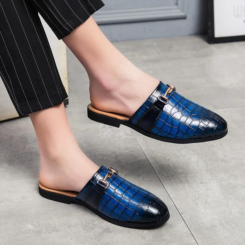 Arrival Mens Half Slippers Loafers Fashion Men Comfort Leather Loafers Male Business Casual Leather Shoes Summer Slippers Shoes