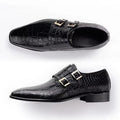 Men's Genuine Leather Dress Loafers Handmade Double Buckle Monk Slip-On Shoes for Party & Formal Wear Fashion& Men's Footwear