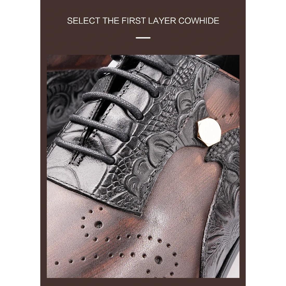 Handmade Mens Wedding Dress Brogue Shoes Genuine Leather Lace-up Latest Design Fashion Casual Shoes Man Pointed Dress Shoes