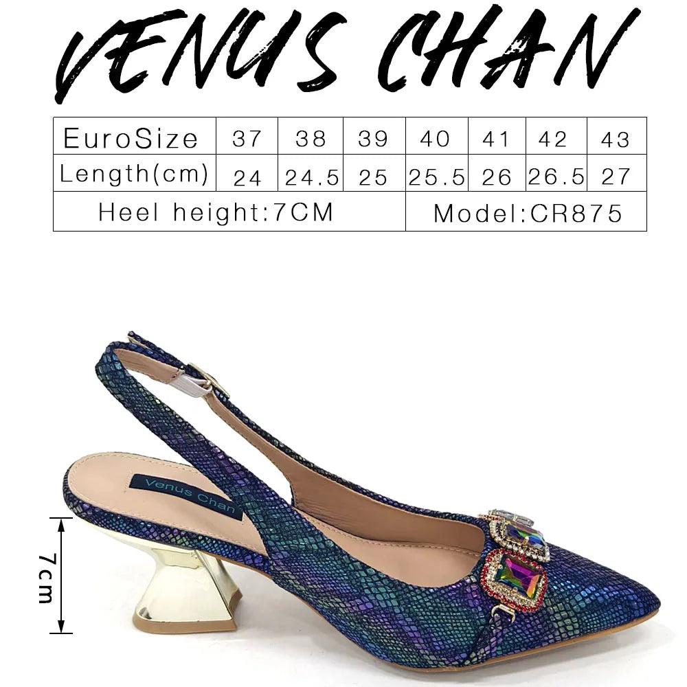 Rhinestone Pointed-Toe High Heels Shoes and Bags Set for Women Wedding and Party Elegant Luxury Fashion in Wine Color