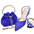 Italian Shoes with Matching Bags Set Decorated with Rhinestone African Shoes for Women Mid Heels Party Pumps  Plus Size Heels 43