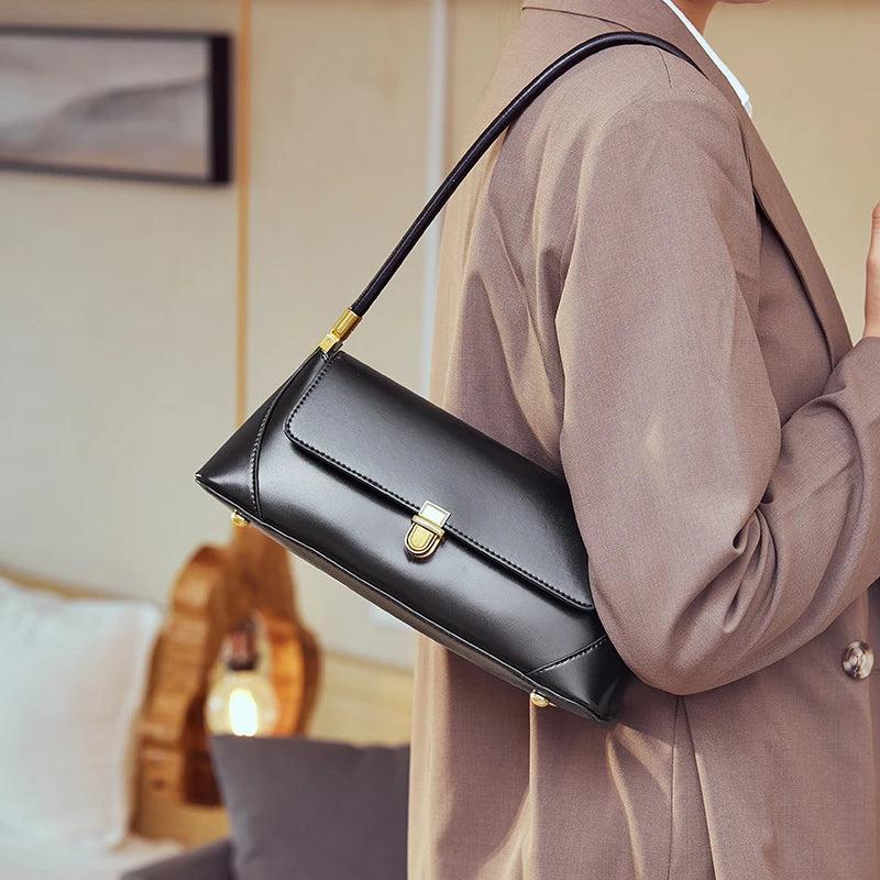 Hifashion Cowhide Genuine Leather Underarm Shoulder Bags For Women 2025 Trend Designer Top Handle Female Tote Ladies Handbags