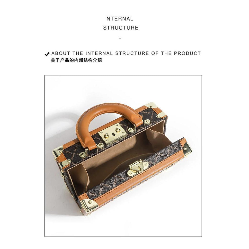 Genuine Leather Women Handbags Evening Bag Top Handle Satchel Crossbody Bag Small Hard Purse Pumpkin Box Bags