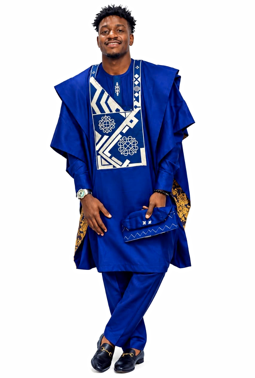 Men Traditional 3 Piece Nigerian Nigerian Agbada Style Embroidered size XL- 4XL 