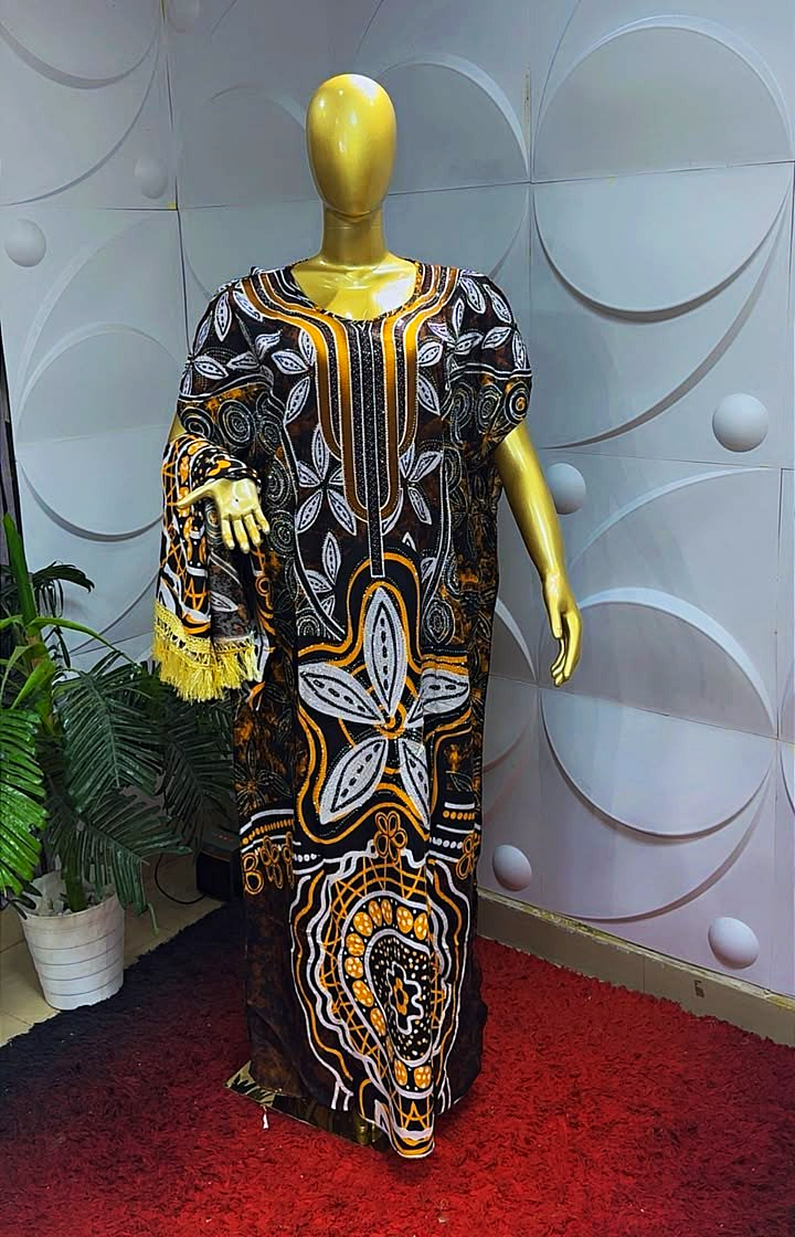 Women African Traditional Print Kaftan/Boubou Maxi Dress Multi Colour One Size