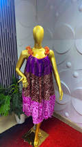 Women's Adire One Size Abstract Chiffon Ruffle Shift Midi Dress Square Neck