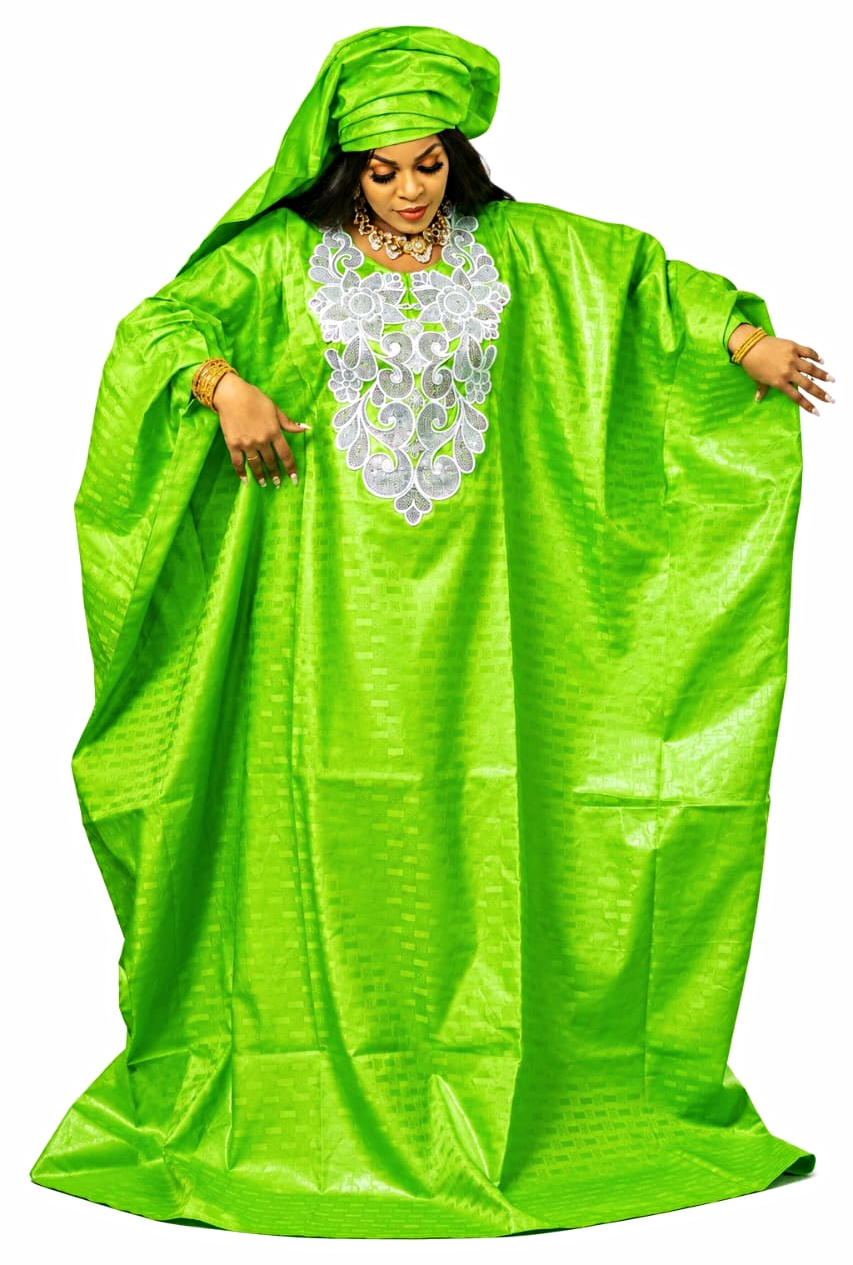 Women Traditional  Riche Bazin Senegalese Kaftan/Boubou Maxi Dress, One Size